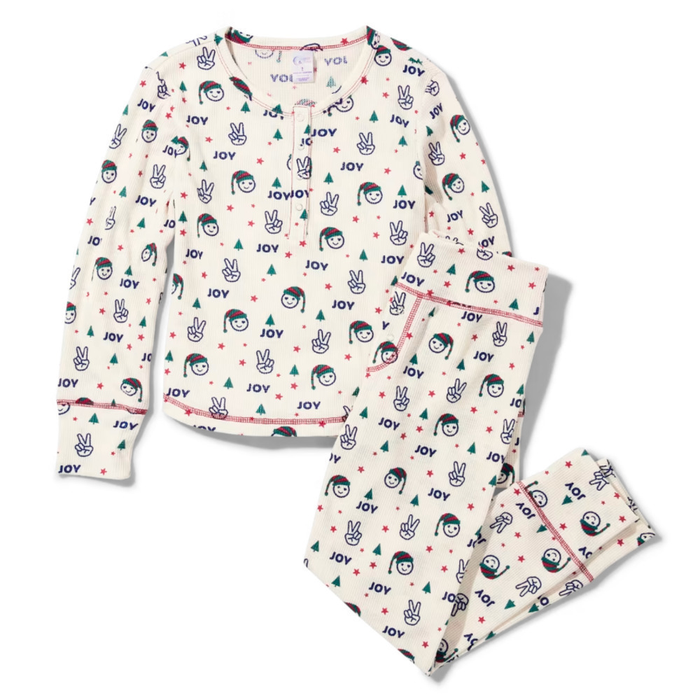 Sugar & Jade Tween Girls Joy Thermal Pajamas in White Daisy, Size XXL​​​​​​